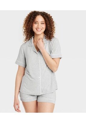 AUDEN cloudknit short sleeve sleep top- Light Gray